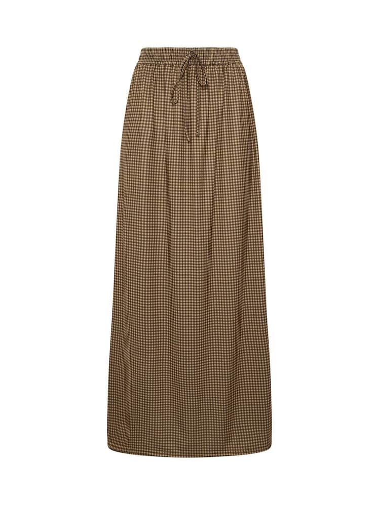 Long Tall Sally Brown Gingham Shirred Waist Skirt - Image 5 of 5 Long Tall Sally Brown Gingham Shirred Waist Skirt - Image 5 of 5
