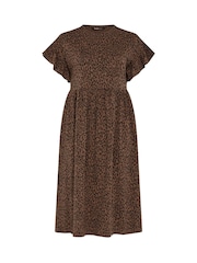 Yours Curve Brown Frill Sleeve Midaxi Dress - Image 5 of 5