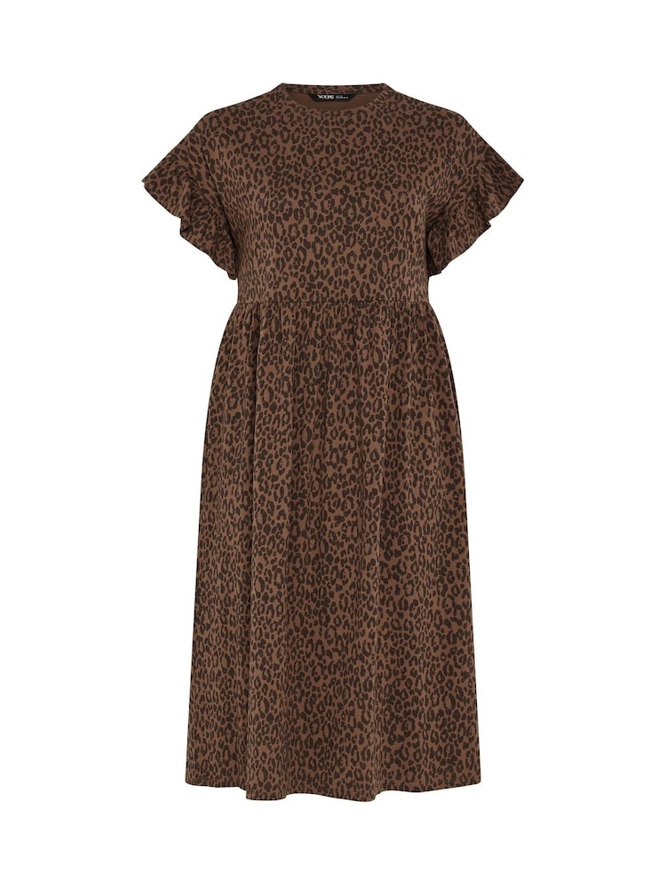 Yours Curve Brown Frill Sleeve Midaxi Dress - Image 5 of 5