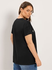 Yours Curve Black All Over Print Embroidery Blossom T-Shirt - Image 3 of 5