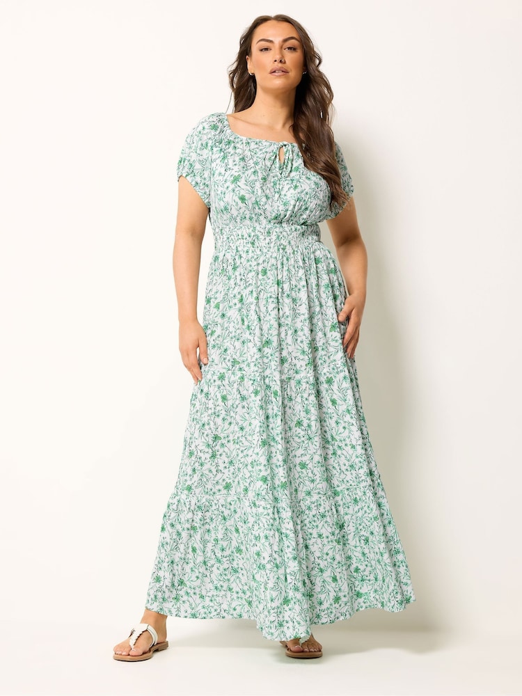 Yours Curve Green Boho Bardot Maxi Dress - Image 1 of 5 Yours Curve Green Boho Bardot Maxi Dress - Image 1 of 5