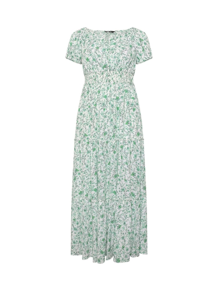 Yours Curve Green Boho Bardot Maxi Dress - Image 5 of 5 Yours Curve Green Boho Bardot Maxi Dress - Image 5 of 5