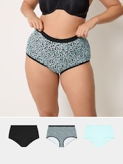 Yours Curve Blue Animal Print Full Briefs 5 Pack - Image 1 of 7