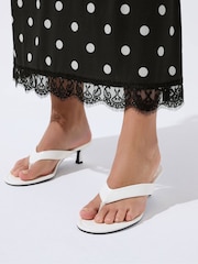 Yours Curve Black Limited Polka Dot Lace Hem Maxi Skirt - Image 4 of 5