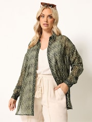 Yours Curve Green Animal Shirt - Image 1 of 5
