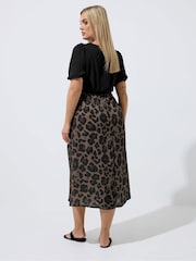 Yours Curve Brown Limited Leopard Mix Dress - Image 3 of 5