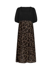 Yours Curve Brown Limited Leopard Mix Dress - Image 5 of 5