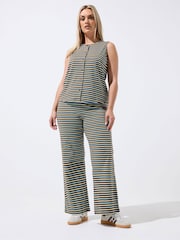 Yours Curve Yellow Limited Stripe Button Waistcoat - Image 2 of 5