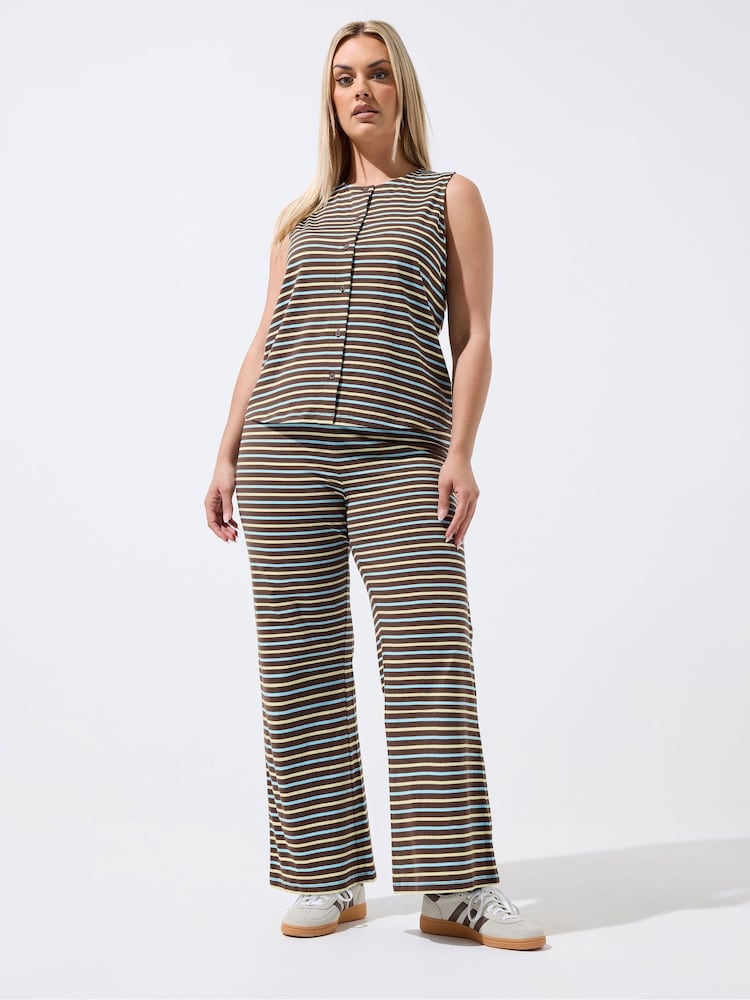 Yours Curve Yellow Limited Stripe Button Waistcoat - Image 2 of 5