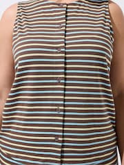 Yours Curve Yellow Limited Stripe Button Waistcoat - Image 4 of 5