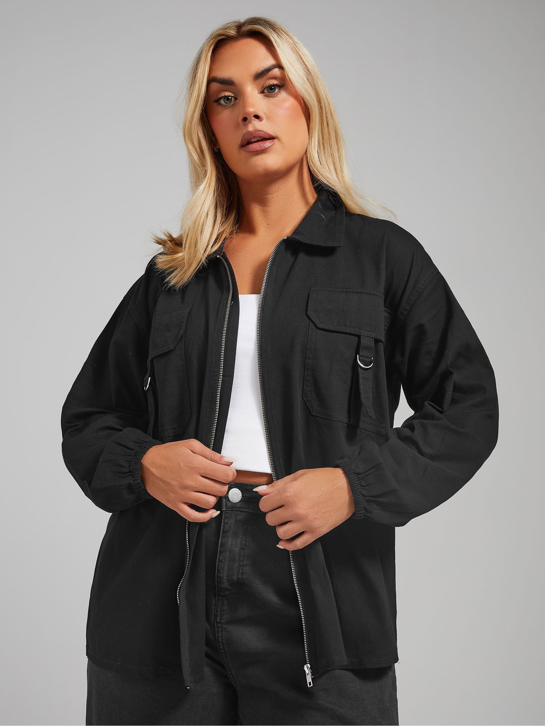Buy Yours Curve Black Limited Utility Shacket Jacket from the Next