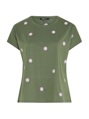 Yours Curve Green Daisy Embroidered Top - Image 5 of 5