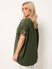 Yours Curve Green Boxy Crochet T-Shirt - Image 2 of 5