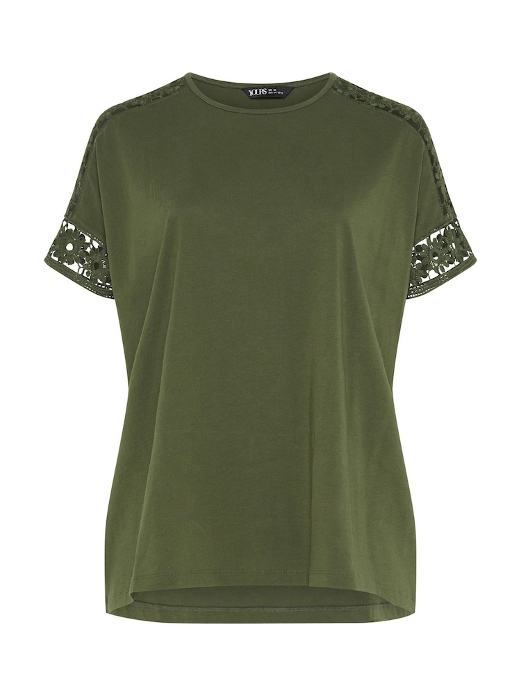 Yours Curve Green Boxy Crochet T-Shirt - Image 5 of 5