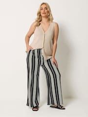 Yours Curve Black Wide Leg Trousers 2 Pack - Image 2 of 6