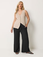 Yours Curve Black Wide Leg Trousers 2 Pack - Image 3 of 6