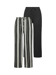 Yours Curve Black Wide Leg Trousers 2 Pack - Image 6 of 6