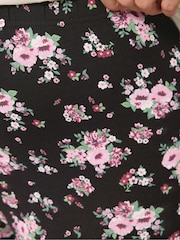 Yours Curve Black Floral Print Cropped Leggings 2 Pack - Image 5 of 8