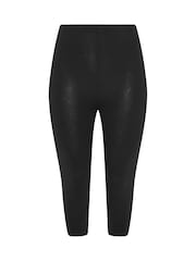 Yours Curve Black Floral Print Cropped Leggings 2 Pack - Image 8 of 8