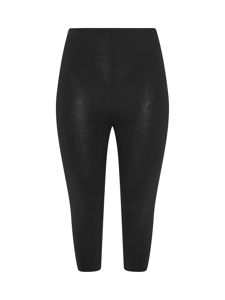 Yours Curve Black Floral Print Cropped Leggings 2 Pack - Image 8 of 8