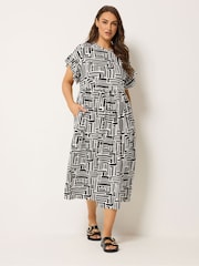 Yours Curve Black Frill Sleeve Midaxi Dress - Image 1 of 5