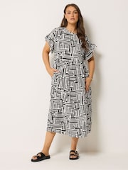 Yours Curve Black Frill Sleeve Midaxi Dress - Image 2 of 5