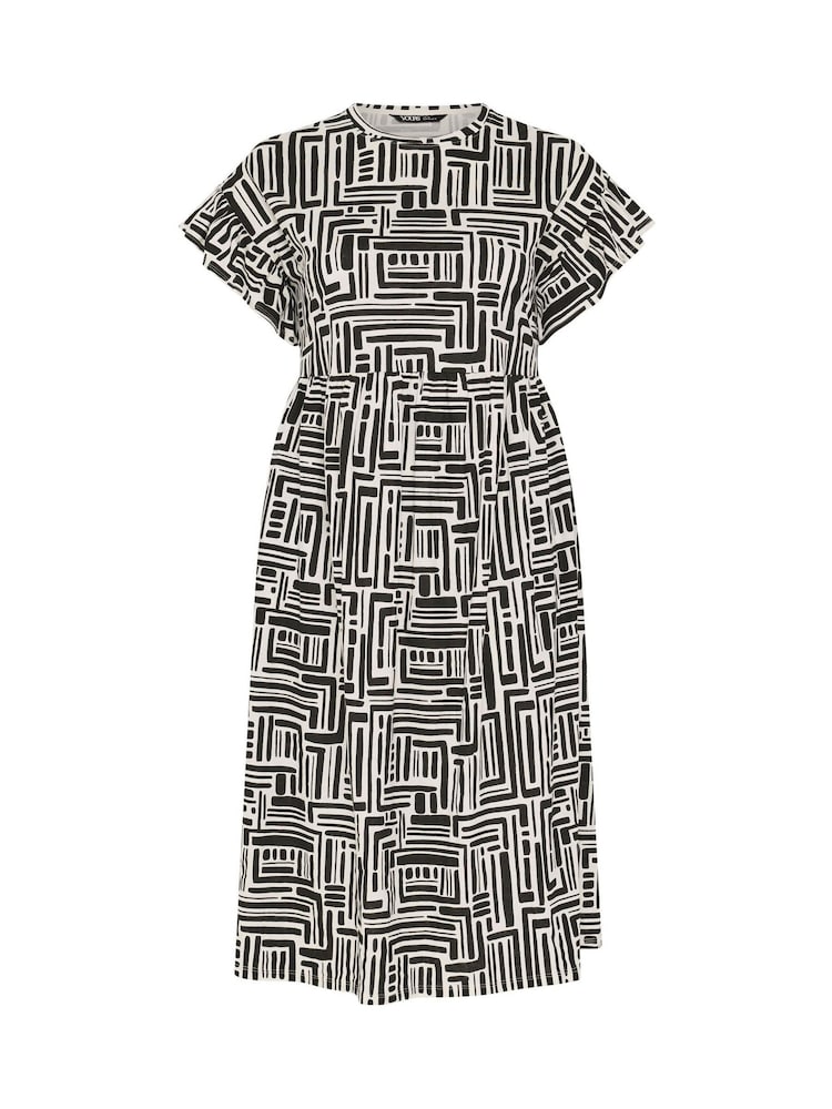 Yours Curve Black Frill Sleeve Midaxi Dress - Image 5 of 5