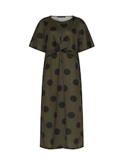 Yours Curve Brown Limited Polka Dot Bust Knot Dress - Image 5 of 5