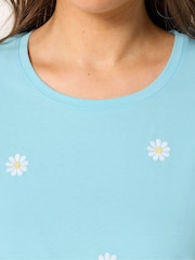 Yours Curve Blue Daisy Embroidered Top - Image 4 of 5