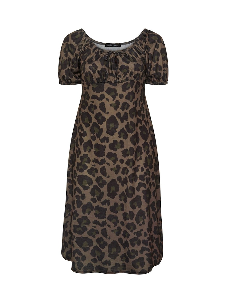 Yours Curve Brown Limited Leopard Square Neck Tie Dress - Image 5 of 5