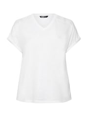 Yours Curve White Linen Look Grown On Sleeve T-Shirt - Image 5 of 5