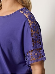 Yours Curve Purple Boxy Crochet T-Shirt - Image 4 of 5