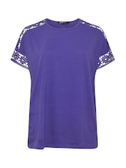 Yours Curve Purple Boxy Crochet T-Shirt - Image 5 of 5