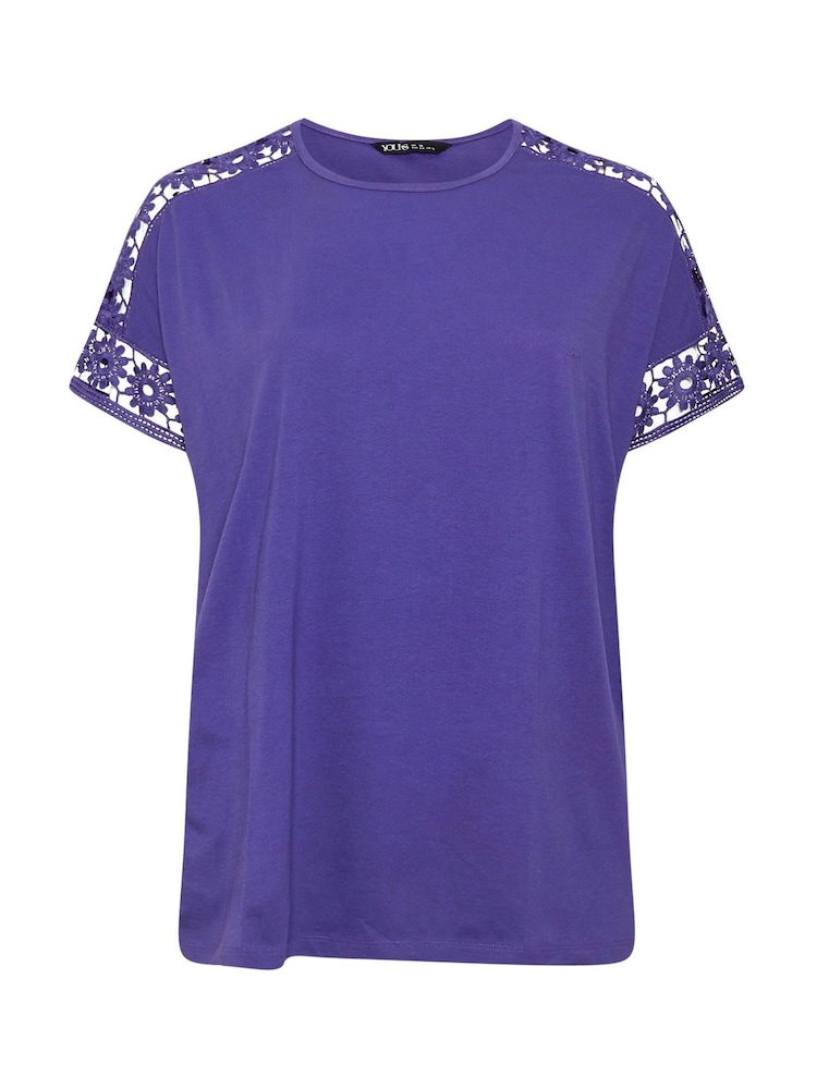 Yours Curve Purple Boxy Crochet T-Shirt - Image 5 of 5