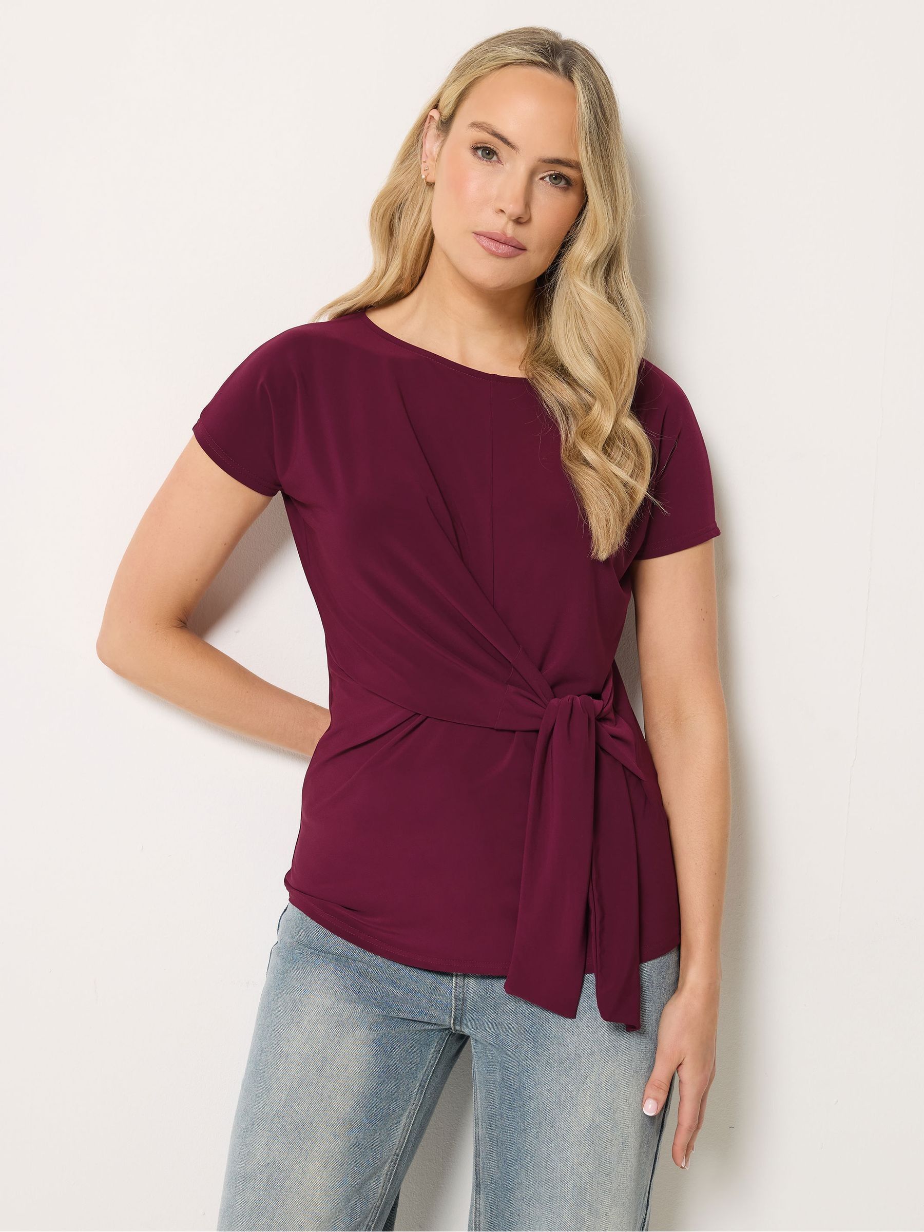 Lts Women's Red Tall Wine Tie Detail Top Size 8 - Image 2