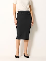 Long Tall Sally Black Button Midi Skirt - Image 2 of 5