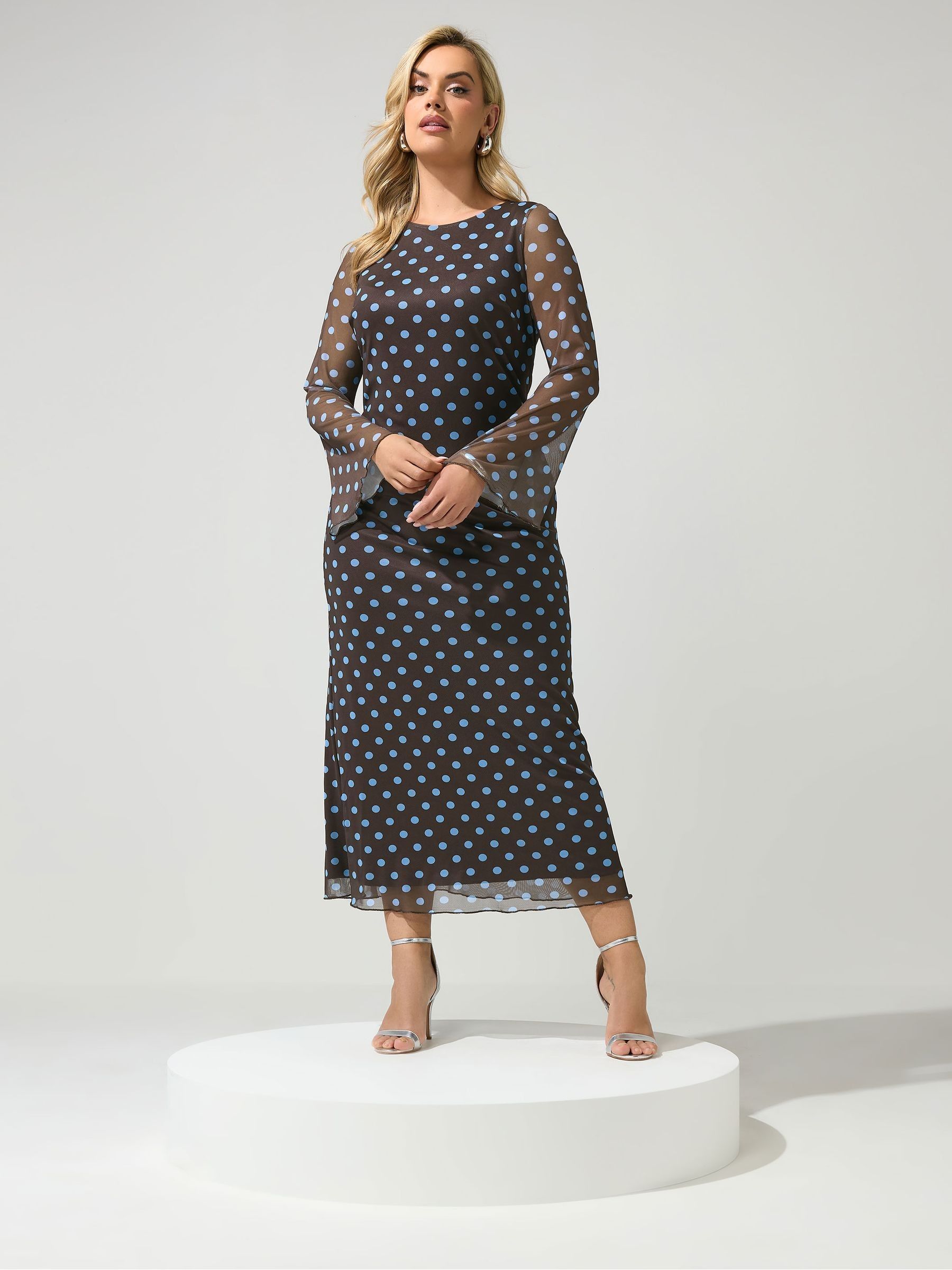 Yours Curve Women's Brown Mesh Dress