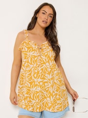 Yours Curve Yellow Frill Vest Top - Image 1 of 5