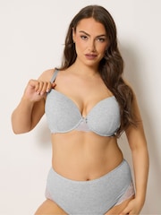 Yours Curve Grey 2 Pack Cotton Lace Underwired Non-Padded Bras - Image 2 of 9
