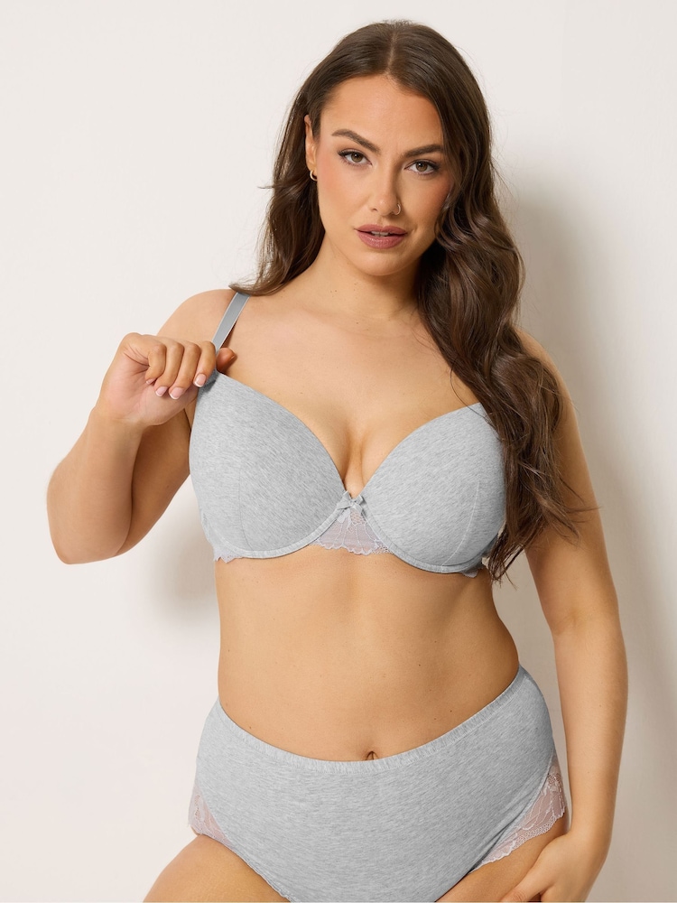 Yours Curve Grey 2 Pack Cotton Lace Underwired Non-Padded Bras - Image 2 of 9