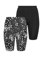 Yours Curve Black Cycling Shorts 2 Pack - Image 6 of 8
