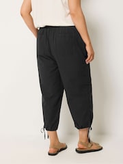 Yours Curve Black Cropped Cargo Trousers - Image 3 of 5