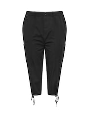 Yours Curve Black Cropped Cargo Trousers - Image 5 of 5