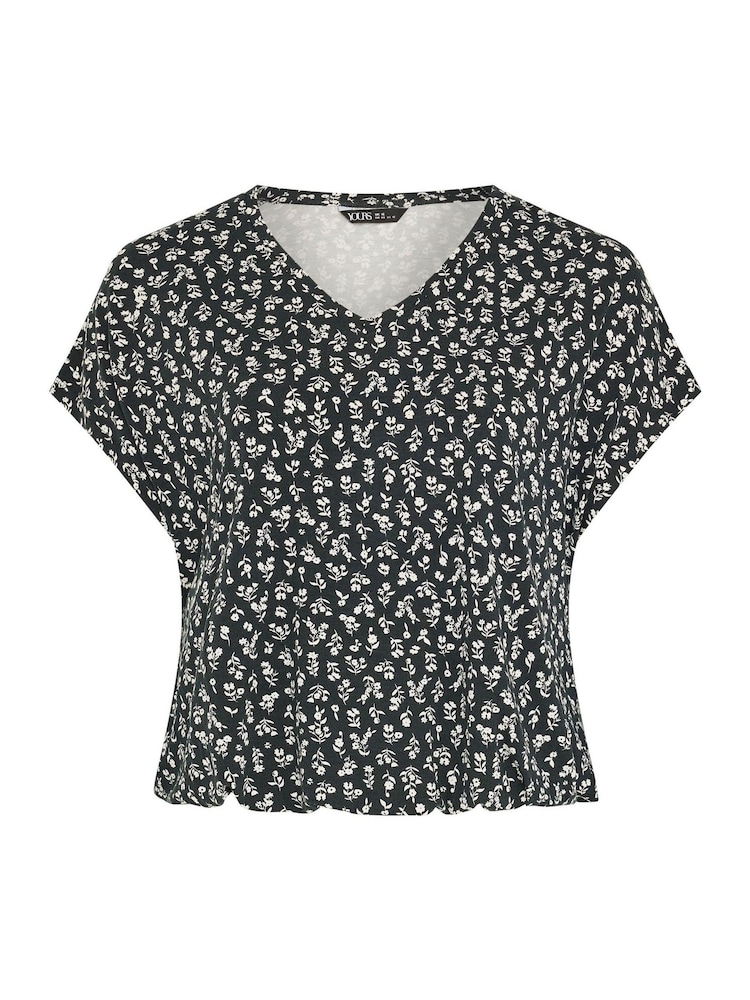 Yours Curve Black Elasticated Hem V-Neck Top - Image 6 of 6 Yours Curve Black Elasticated Hem V-Neck Top - Image 6 of 6