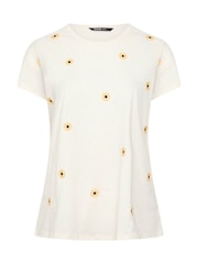 Yours Curve Cream Daisy Embroidered Top - Image 5 of 5