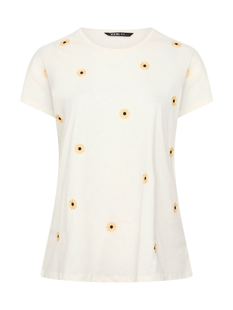 Yours Curve Cream Daisy Embroidered Top - Image 5 of 5 Yours Curve Cream Daisy Embroidered Top - Image 5 of 5