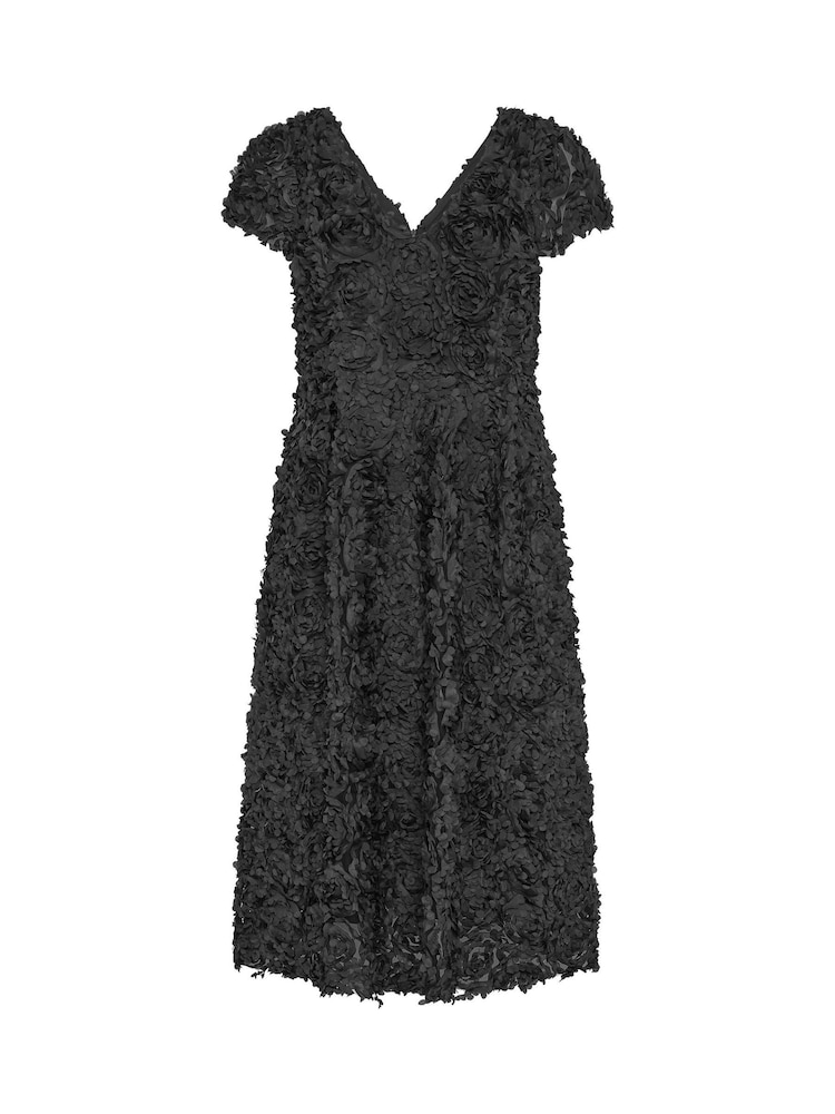 Yours Curve Black London Floral Cap Sleeve Dress - Image 5 of 5 Yours Curve Black London Floral Cap Sleeve Dress - Image 5 of 5