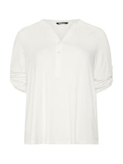 Yours Curve Cream Jersey Placket Shirt - Image 5 of 5