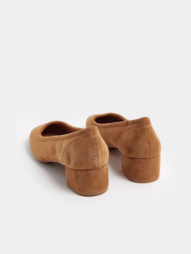 Long Tall Sally Brown Block Heel Ballerina Pumps - Image 2 of 4