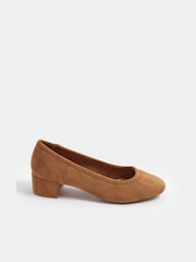 Long Tall Sally Brown Block Heel Ballerina Pumps - Image 3 of 4